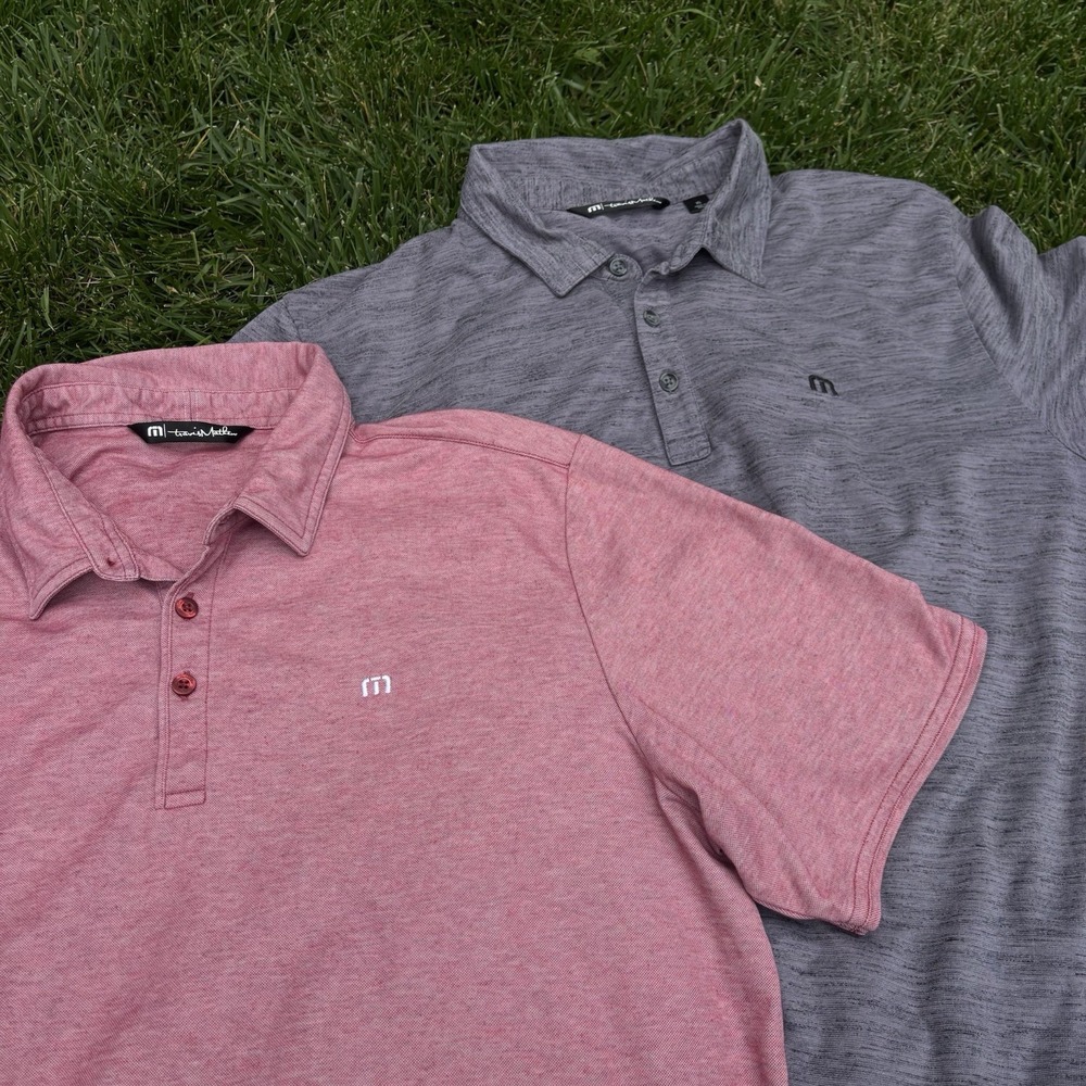 LOT of 2 Travis Mathew Mens XL Short Sleeve Collared Golf Polo Pima Blend Shirt